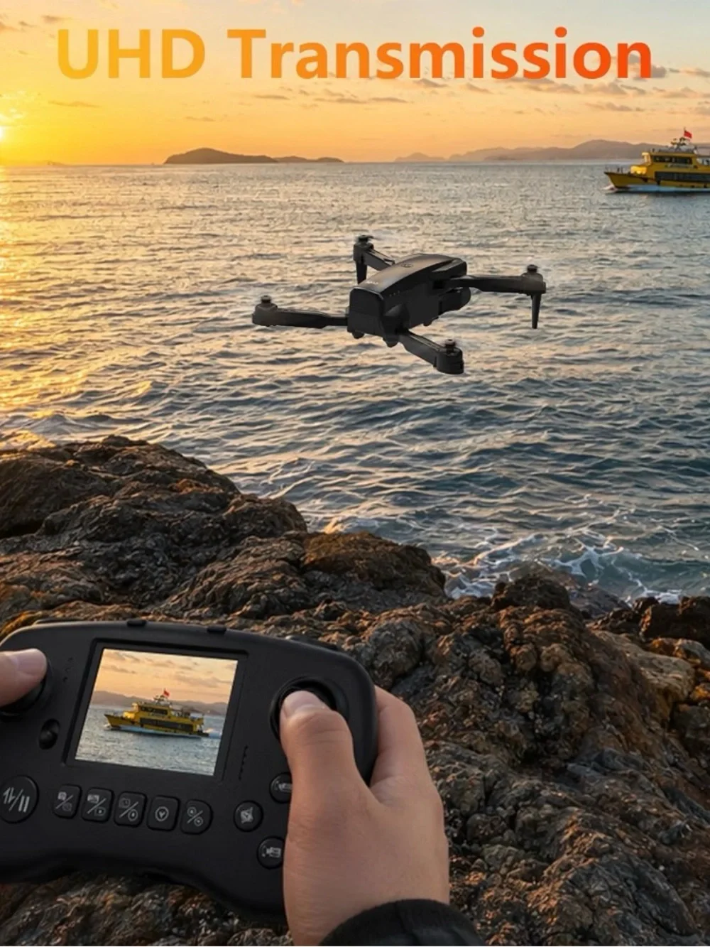 New Compact Black Drone with 1080P HD Camera and Smart Controller TD12pro LED sc